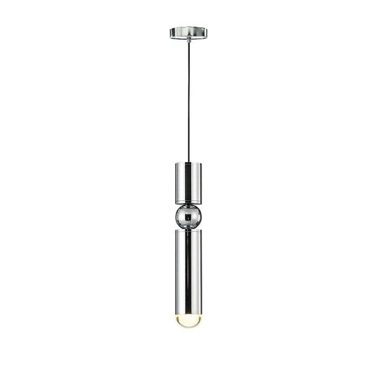 Elongated Cylindrical Electroplated Metal LED Pendant Light