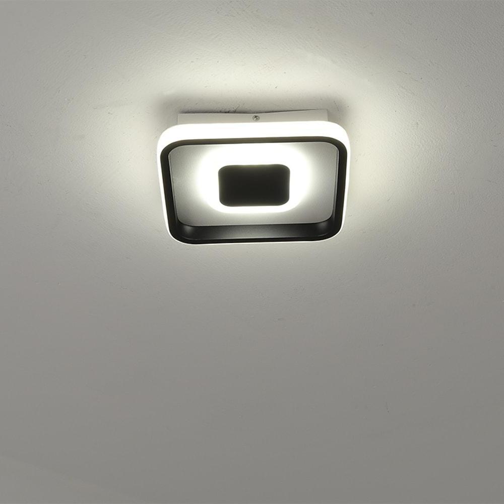 Dual Square LED Black Modern Flush Mount Ceiling Light