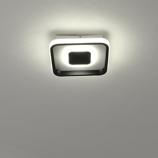 Dual Square LED Black Modern Flush Mount Ceiling Light