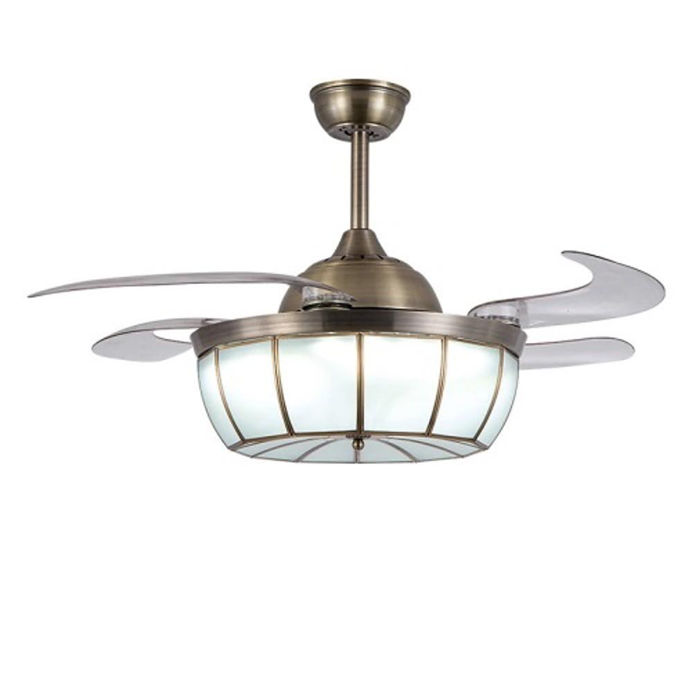 Bronze Finish 19 Inch Industrial Retractable Ceiling Fan with LED Light
