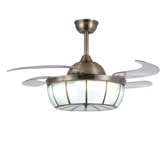 Bronze Finish 19 Inch Industrial Retractable Ceiling Fan with LED Light