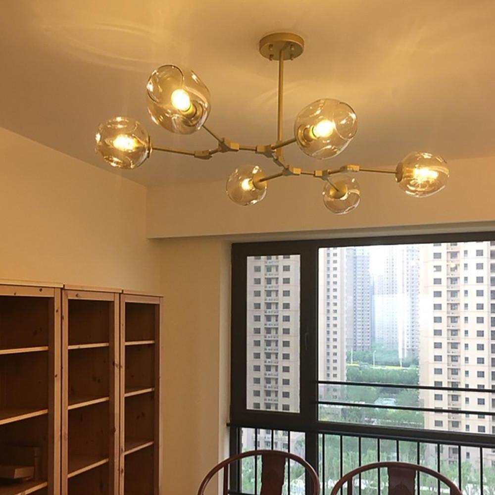 Nordic Contemporary Molecule Chandelier – 6-Light Blown Glass Ceiling Fixture