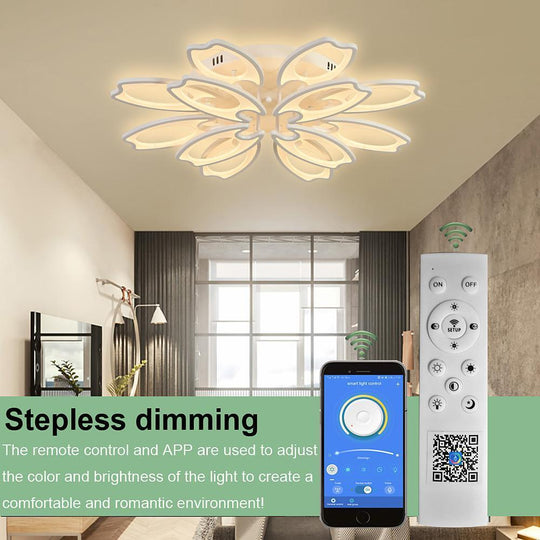 Flower Novelty Dimmable LED Modern Semi-Flush Mount Ceiling Light