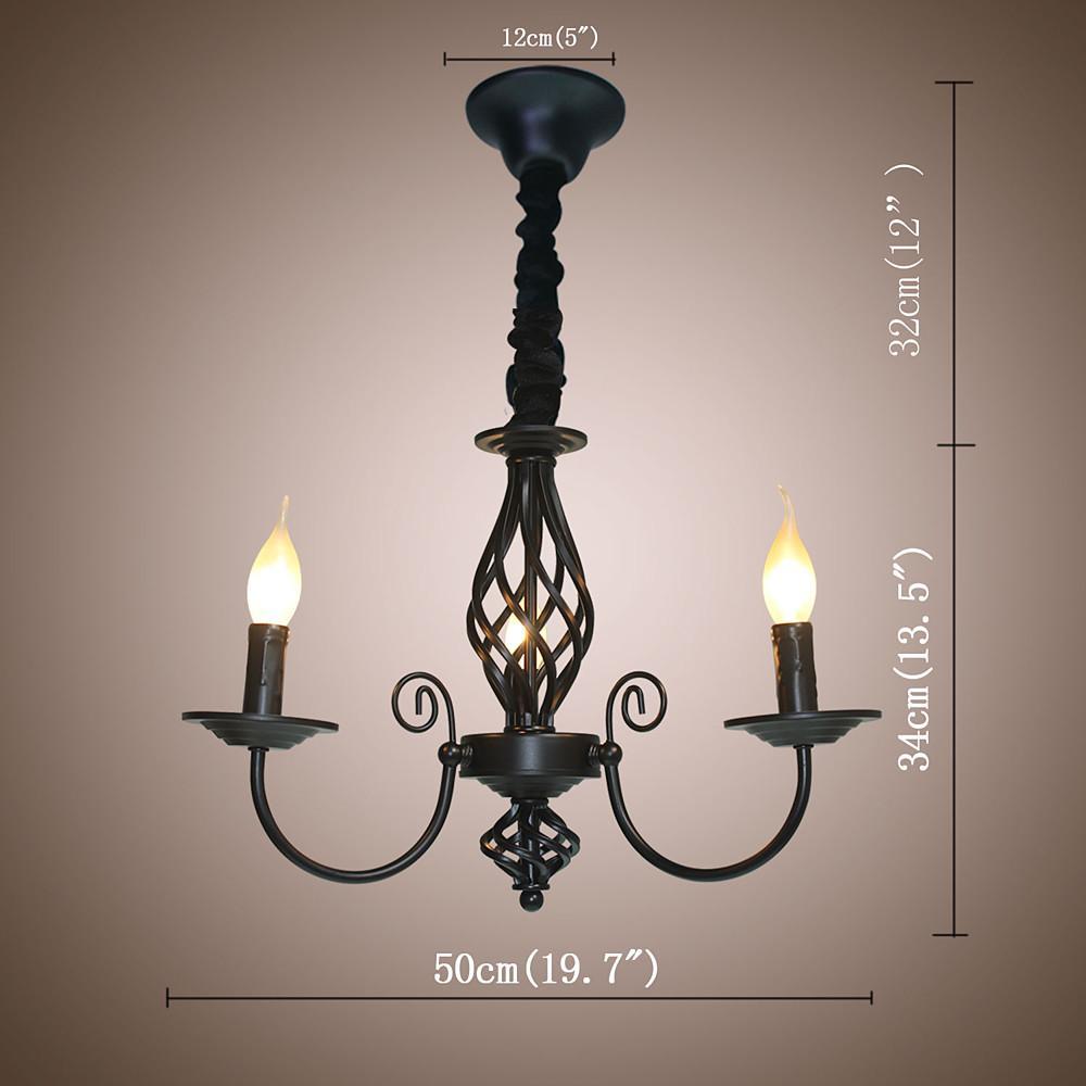 Triple Candles Shape Farmhouse Candelabra Pendant Light LED Oil Rubbed Bronze