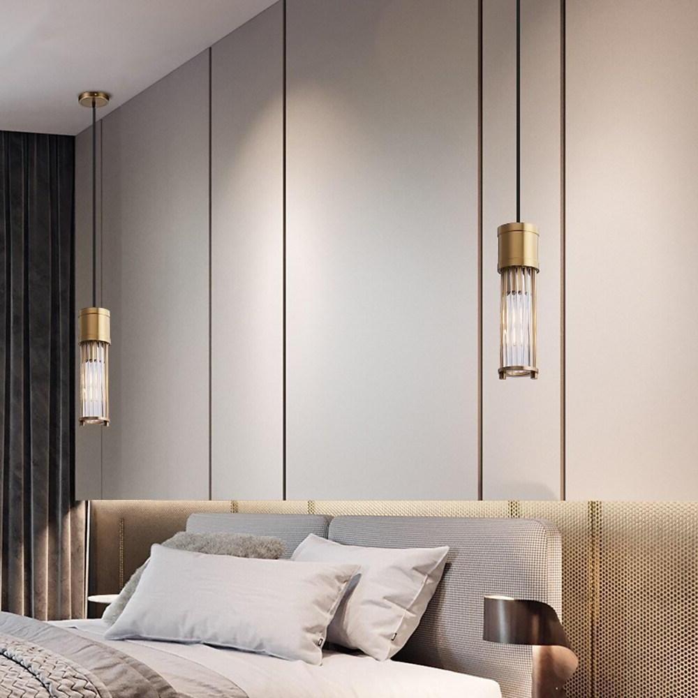 Cylinder Shaped LED Crystal Modern Pendant Light Island Hanging Lamp