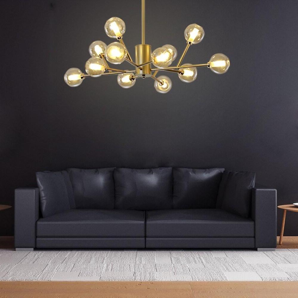 12-Bulb Glass Sputnik LED Nordic Pendant Chandelier