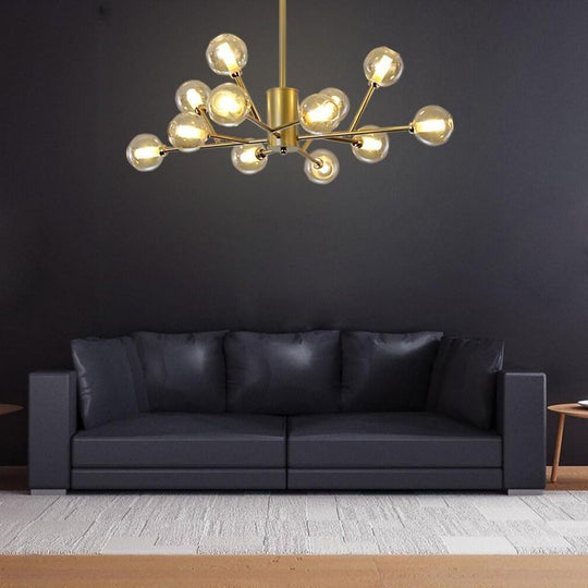 12-Bulb Glass Sputnik LED Nordic Pendant Chandelier