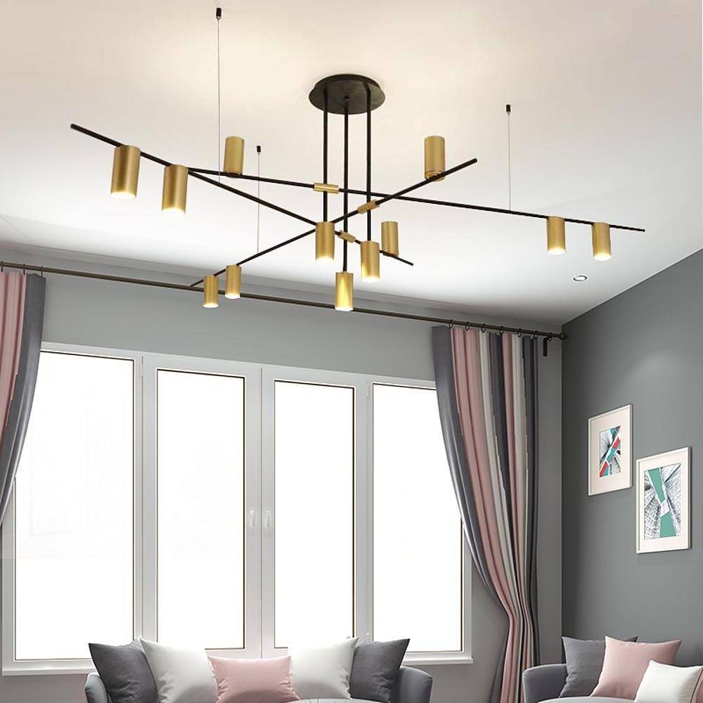 Geometric Gold Sputnik Chandelier with 12 Bulbs