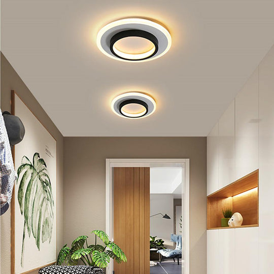 2-Light Circular LED Flush Mount Ceiling Light