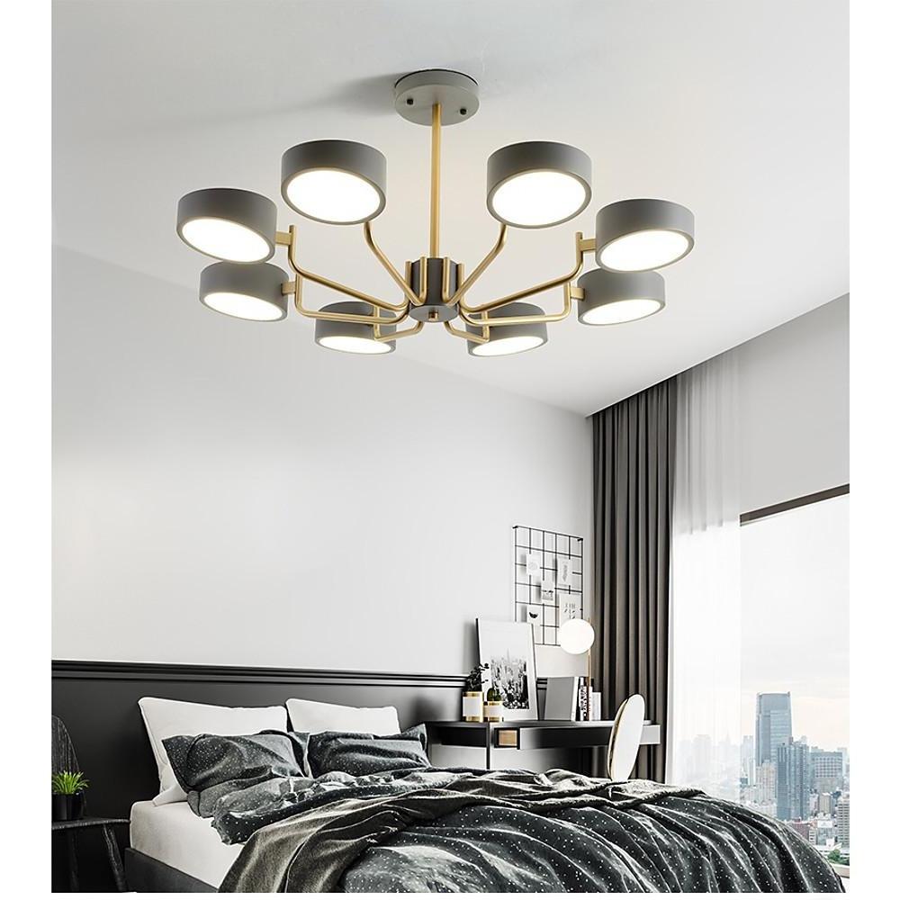 8-Light Modern LED Chandelier – Fixed 24" Hanging Height, 3000 K–5400 K