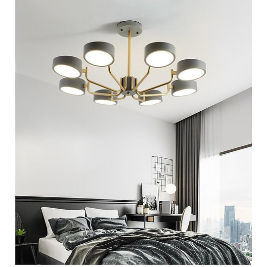 8-Light Modern LED Chandelier – Fixed 24" Hanging Height, 3000 K–5400 K