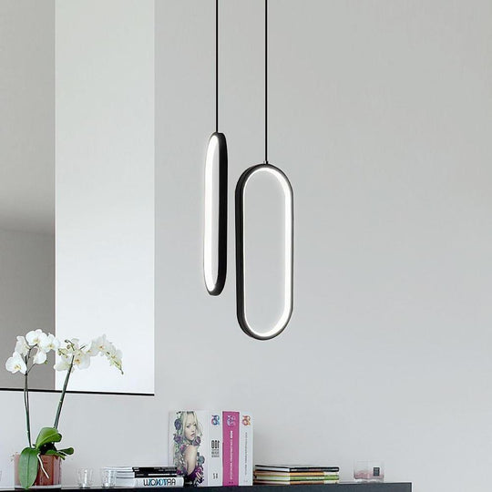 Rounded Rectangle LED Modern Pendant Lighting Hanging Ceiling Light